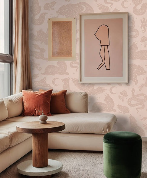 Dierenbehang voor meisjeskamer en babykamer starlight van creative lab amsterdam roze