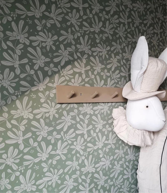 Matuu bloemenbehang voor de kinderkamer Barberries groen