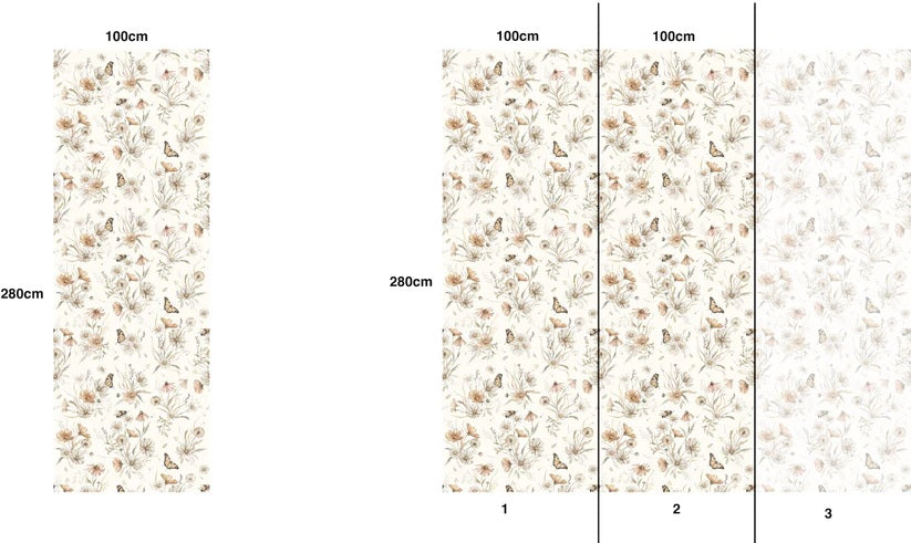 Matuu bloemenbehang kinderkamer Gouden Weide grote bloemen wit