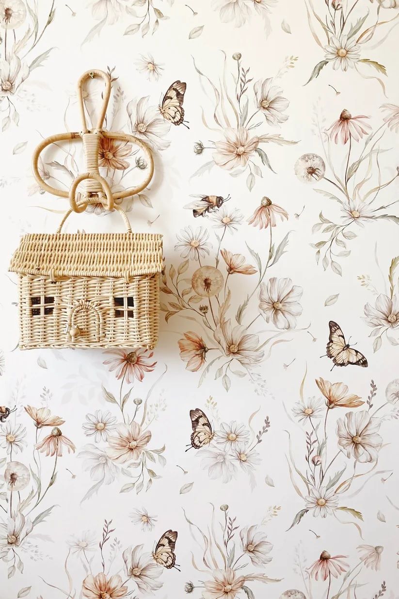 Matuu bloemenbehang voor de kinderkamer medium wit