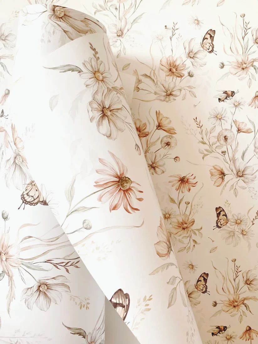 Matuu bloemenbehang voor de kinderkamer medium wit