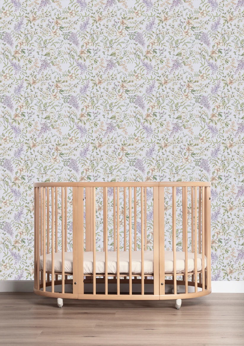 Matuu bloemen behang voor de kinderkamer May Garden Lichtblauw
