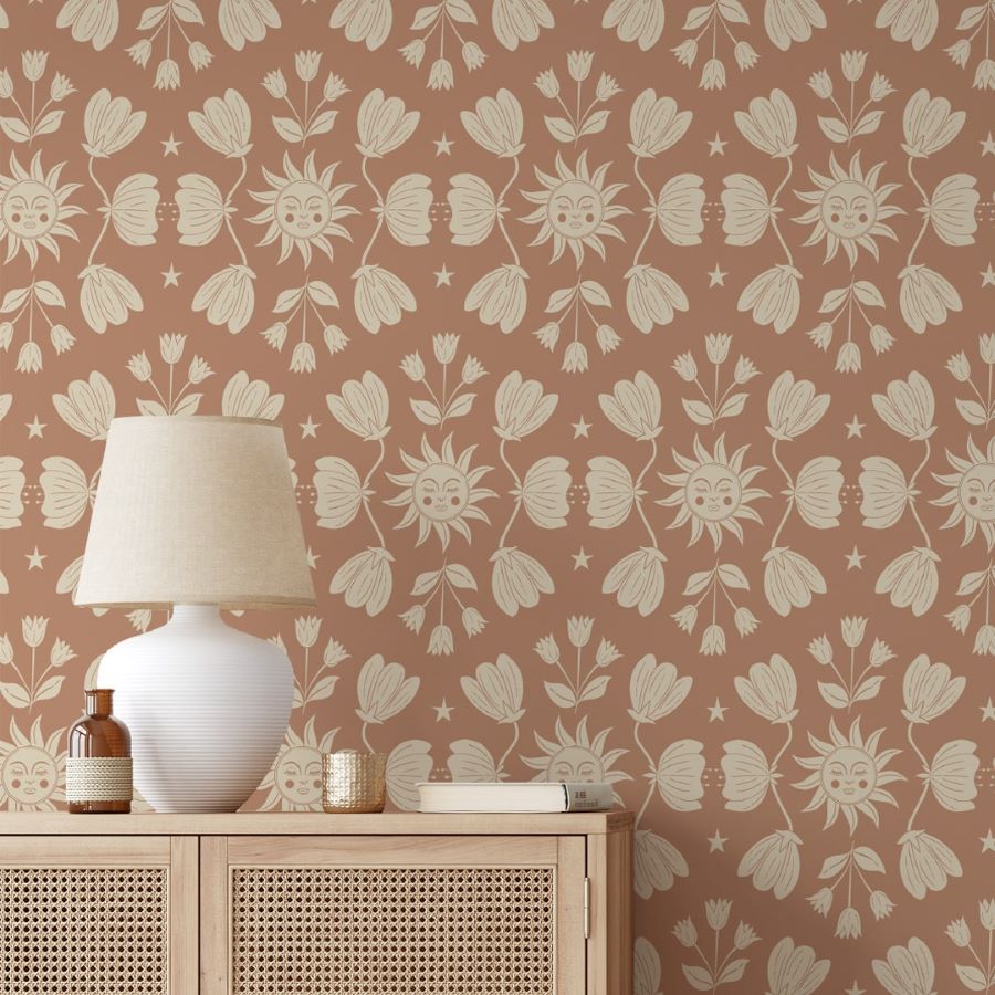 May and Fay behang voor de kinderkamer Sunny Flowers terra