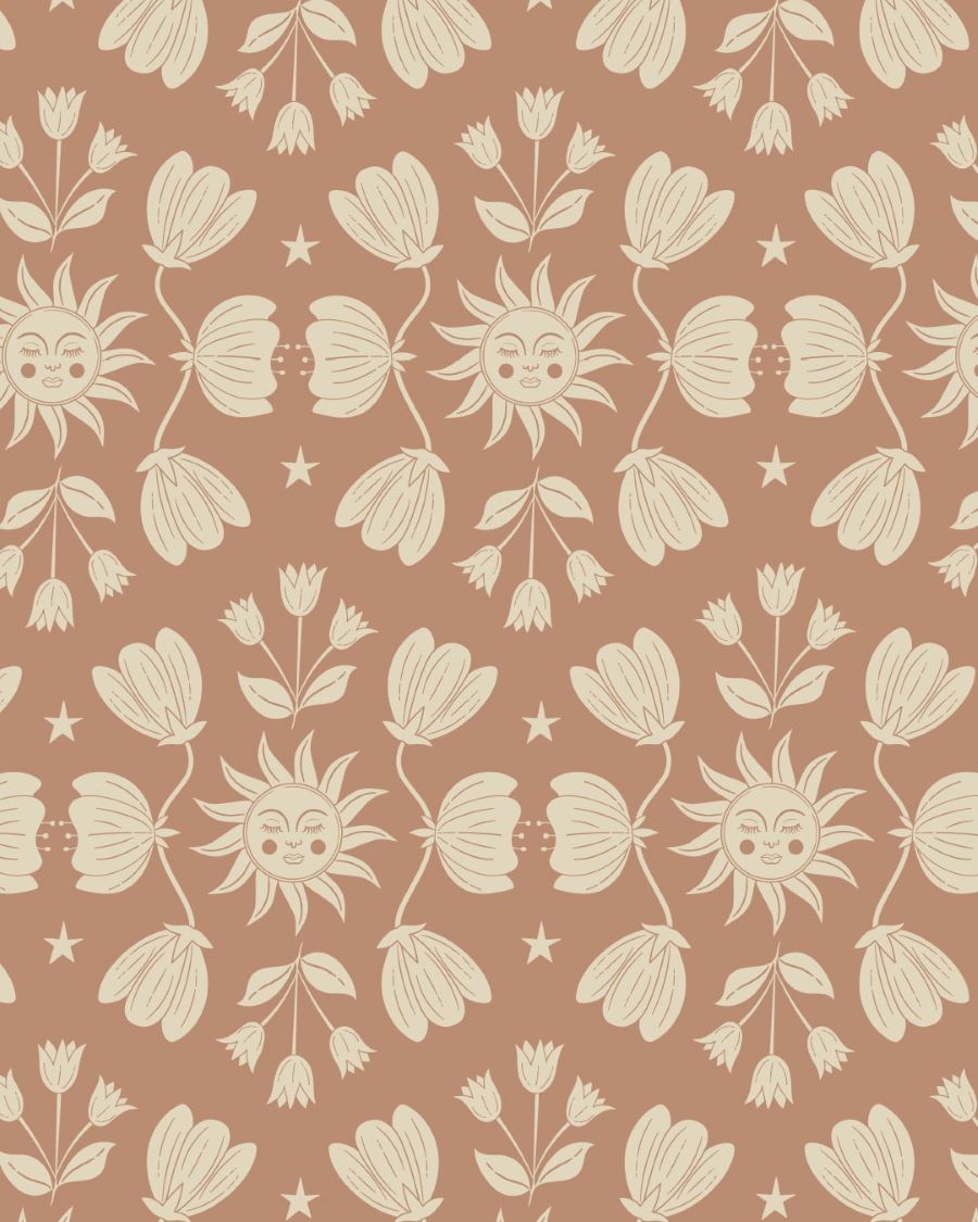 May and Fay behang voor de kinderkamer Sunny Flowers terra