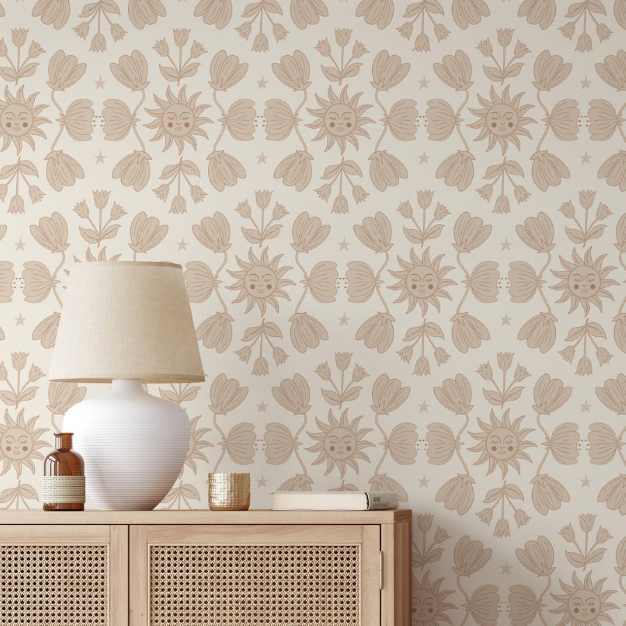May and Fay behang voor de kinderkamer Sunny Flowers beige