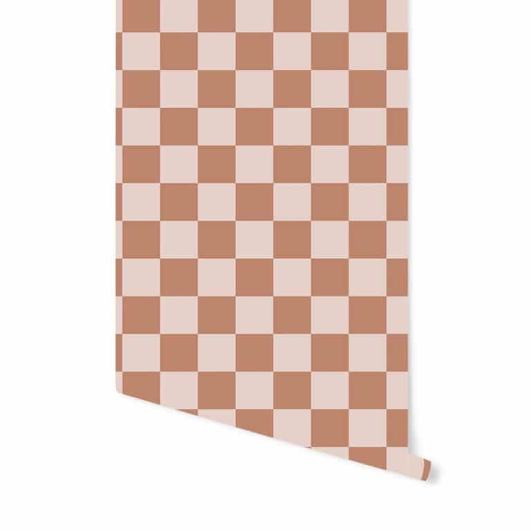 May and Fay behang kinderkamer checkers ruiten bruin