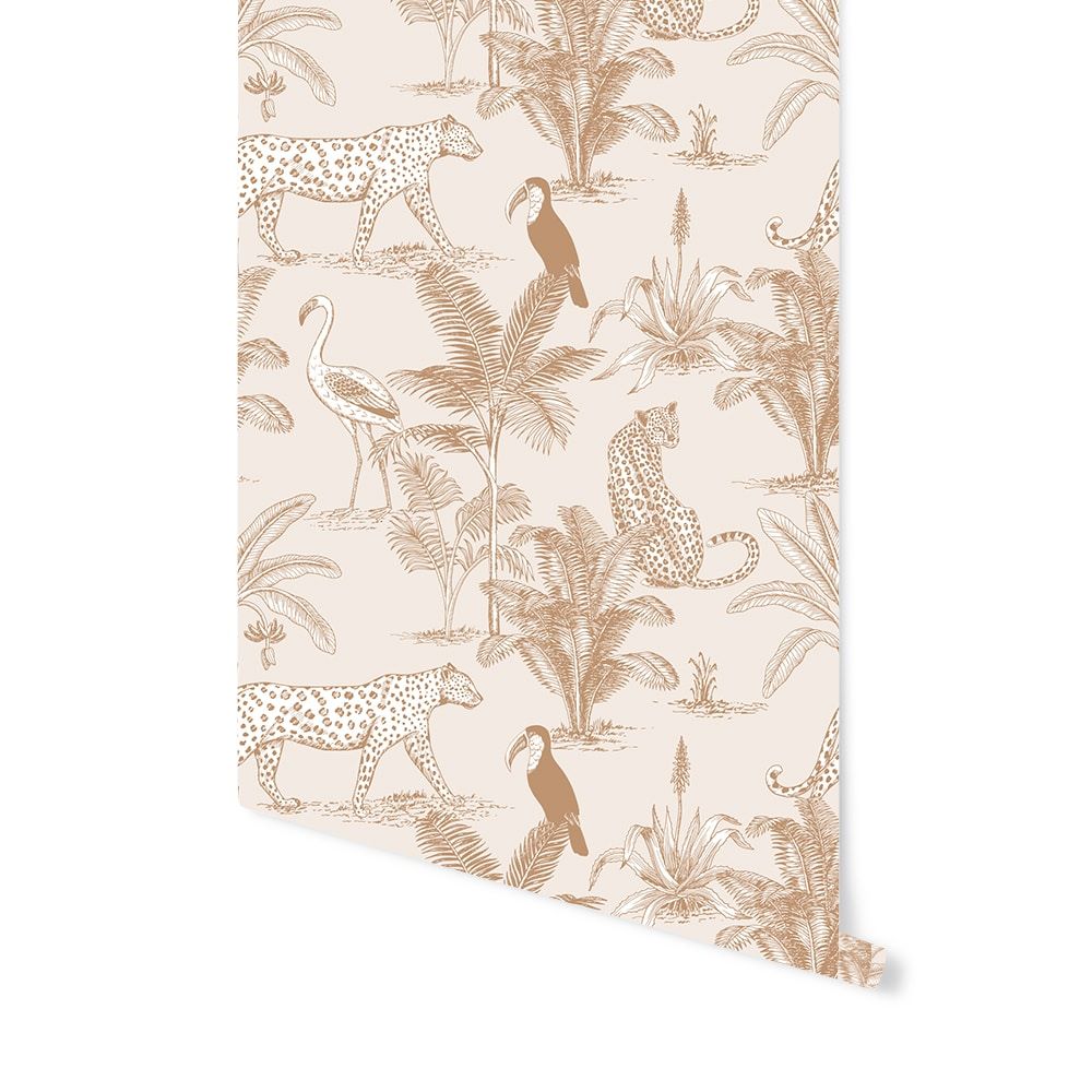 May and Fay Jungle behang voor de kinderkamer beige