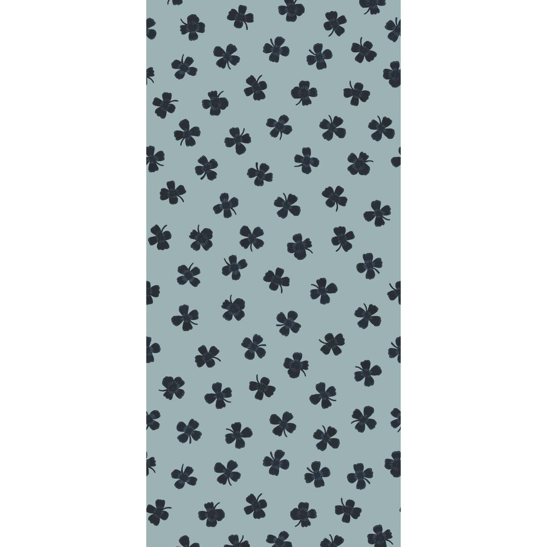 Joelle Wehkamp x Meet me at the wall lucky clover klavertjes behang voor de kinderkamer jongenskamer meisjekamer blauw