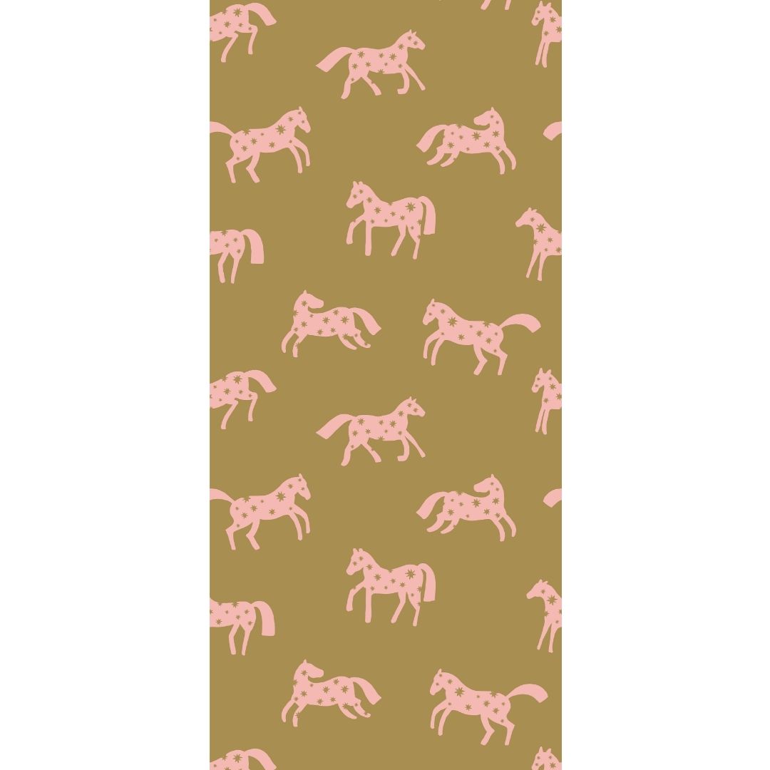 Joelle Wehkamp x Meet me at the wall magic horses paarden behang voor de kinderkamer meisjeskamer kaki roze