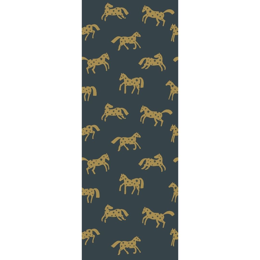 Joelle Wehkamp x Meet me at the wall magic horses paarden behang voor de kinderkamer meisjeskamer blauw goud