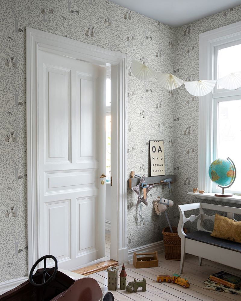 Midbec Per bosdieren behang voor de kinderkamer grijs 44112