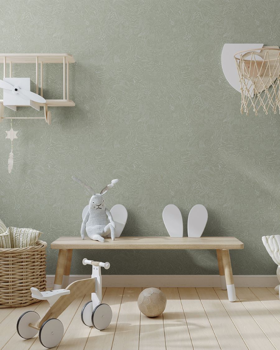 Midbec Landskapsdjur bosdieren behang voor de kinderkamer groen 26017