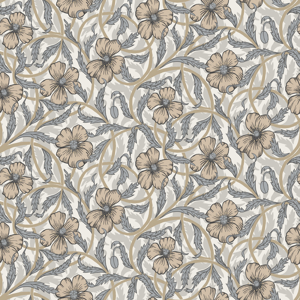 Midbec Poppy Bloemenbehang voor de kinderkamer beige 28025
