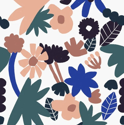 Meet me at the Wall Flower Play bloemen behang voor de kinderkamer Naturel Noord licht off white