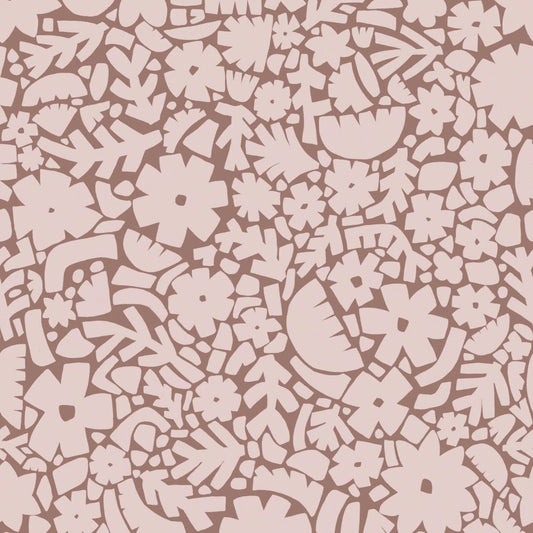 Meet me at the Wall bloemen behang voor meisjeskamer babykamer of tienerkamer in de kleur warm taupe en off white.