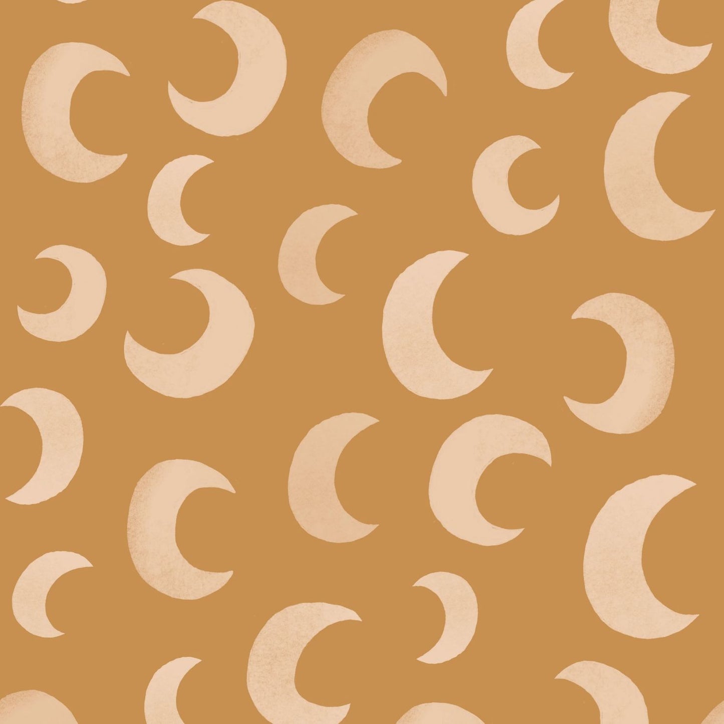 Meet me at the Wall Moon Cloud oker geel manen behang voor de babykamer of neutrale kinderkamer.