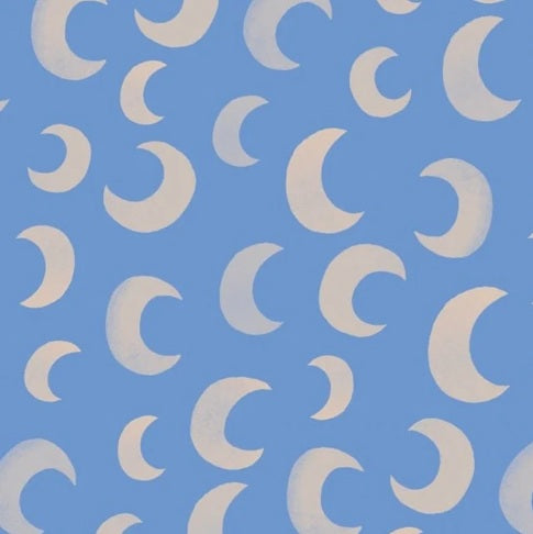 Meet me at the Wall Moon Calm hemelsblauw manen behang voor de babykamer of neutrale kinderkamer.