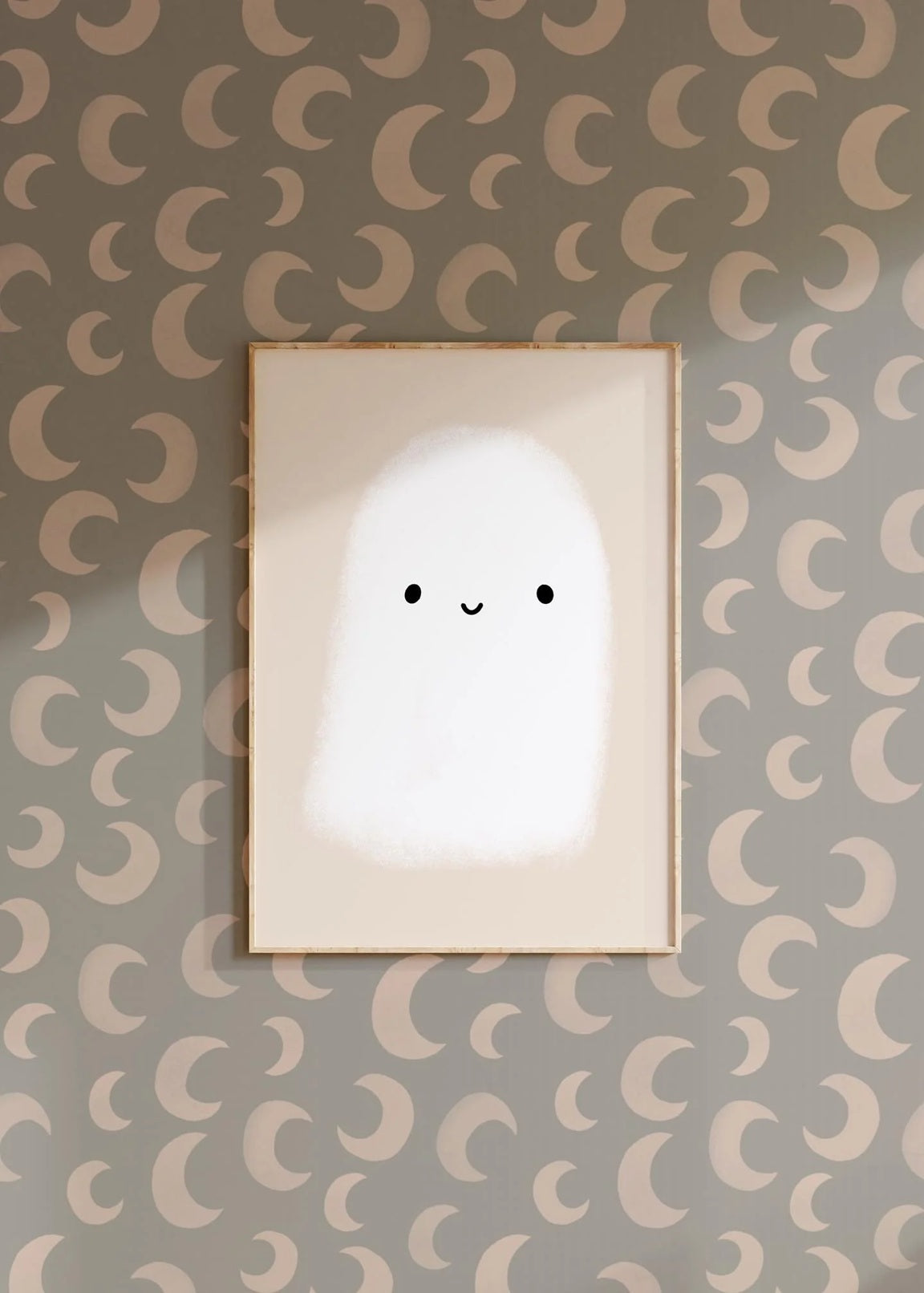 Meet me at the Wall Moon Cloud wolkjes grijs manen behang voor de babykamer of neutrale kinderkamer.