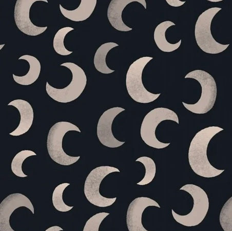 Meet me at the Wall Moon Dark Zwart manen behang voor de babykamer of neutrale kinderkamer.