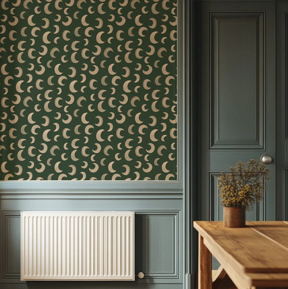 Meet me at the Wall fern moon behang voor de kinderkamer groen