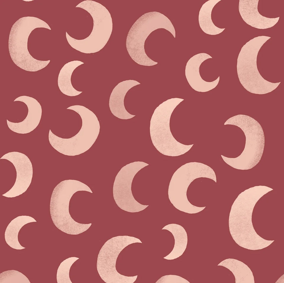 Meet me at the Wall Moon Bordeaux rood manen behang voor de babykamer of meisjeskamer.