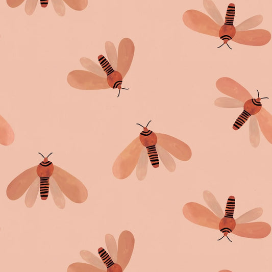 Meet me at the Wall Moth motten behang voor meisjeskamer naturel licht roze