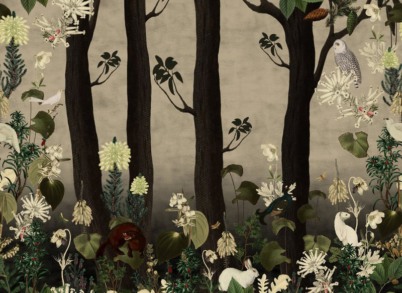 Rebel Walls Rabbit Hole Mural fotobehang bos natuur jungle beige groen jongenskamer en meisjeskamer 17132