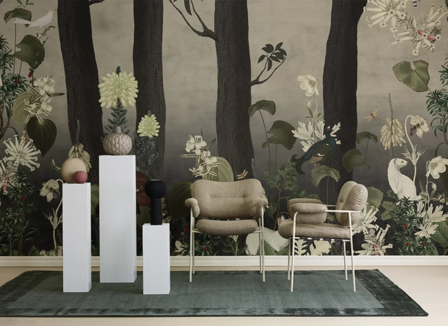 Rebel Walls Rabbit Hole Mural fotobehang bos natuur jungle beige groen jongenskamer en meisjeskamer 17132