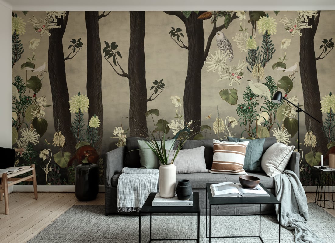 Rebel Walls Rabbit Hole Mural fotobehang bos natuur jungle beige groen jongenskamer en meisjeskamer 17132