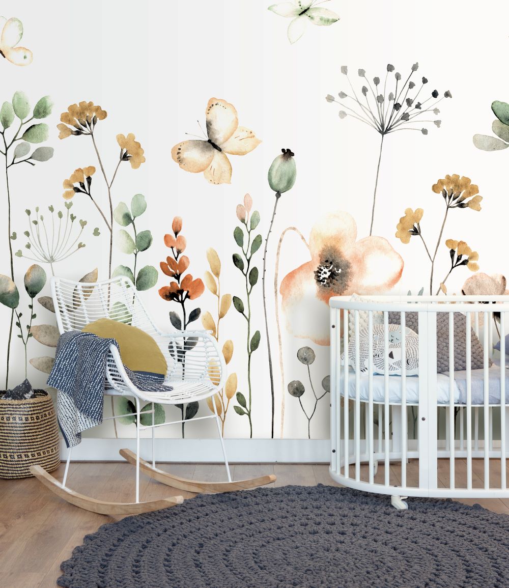 Rasch behang mural bloemen only flying is better geel 253283