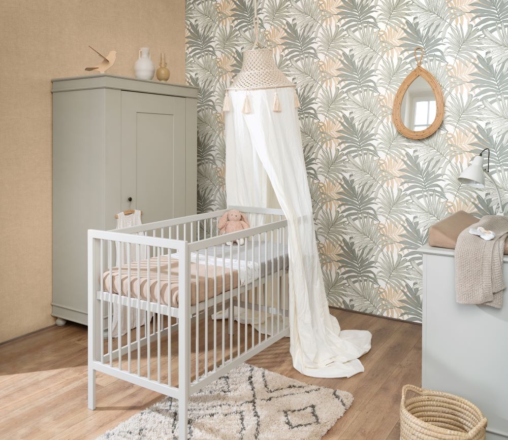 Rasch kinderkamer behang uni bruin taupe 252866