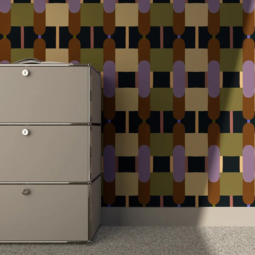 Season Paper Crossroads Lilas Geometrisch behang voor tienerkamer.