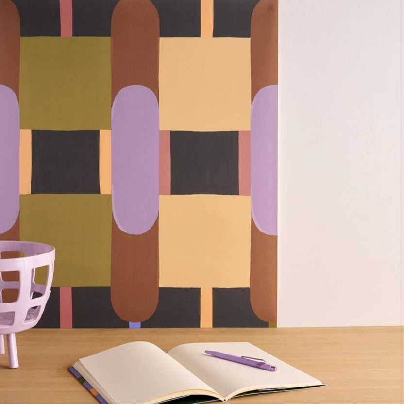 Season Paper Crossroads Lilas Geometrisch behang voor tienerkamer.