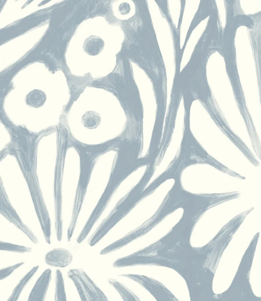 Season Paper Parfum bloemen behang voor een meisjeskamer of babykamer lichtblauw