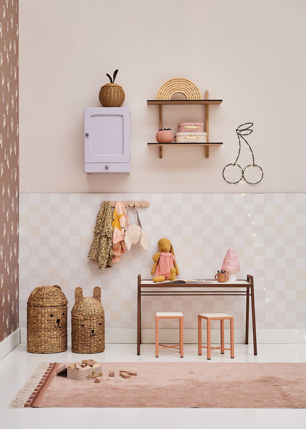 Studio Pieni blokken behang beige kinderkamer