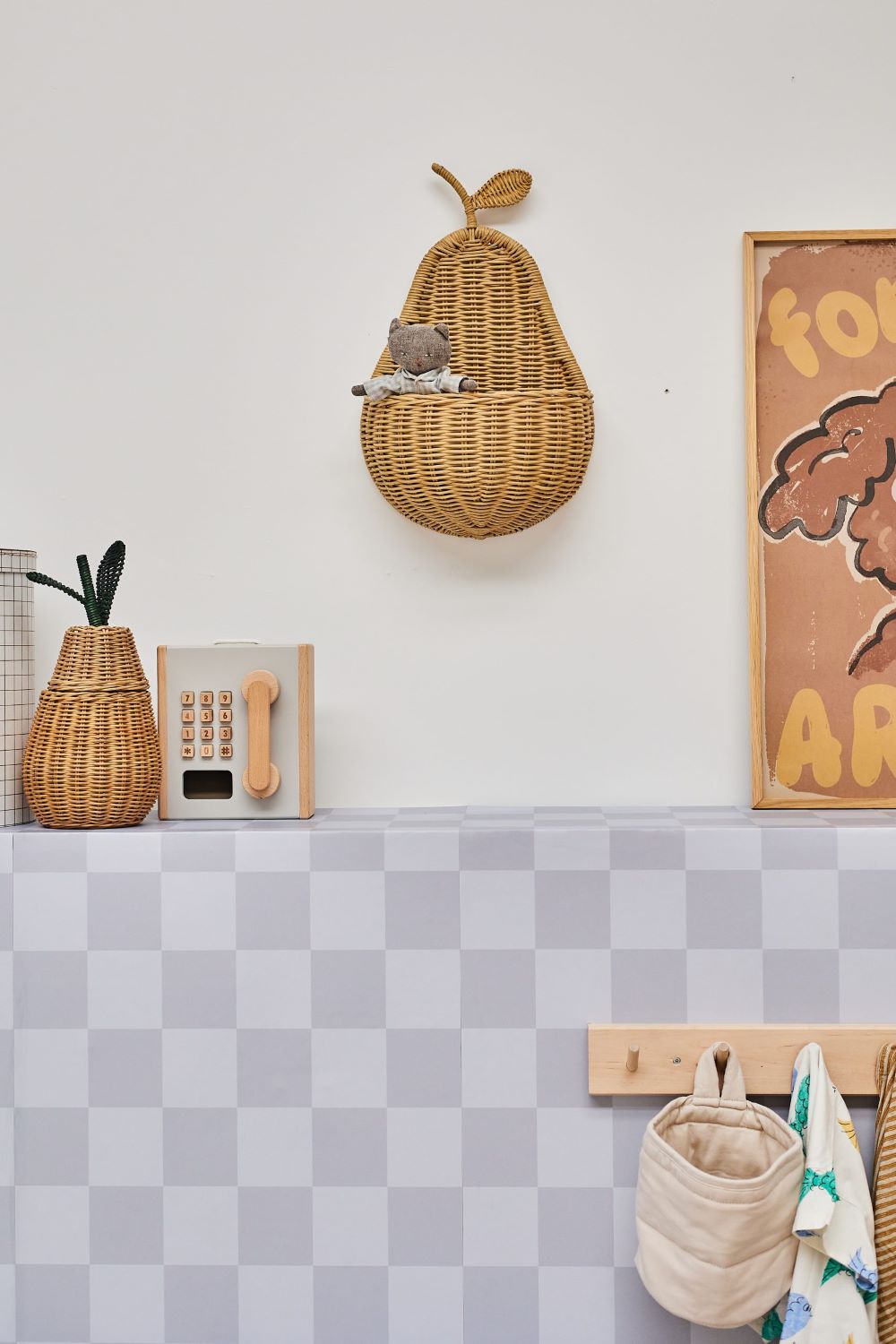Studio Pieni kinderbehang blokken geruit fedde blauw