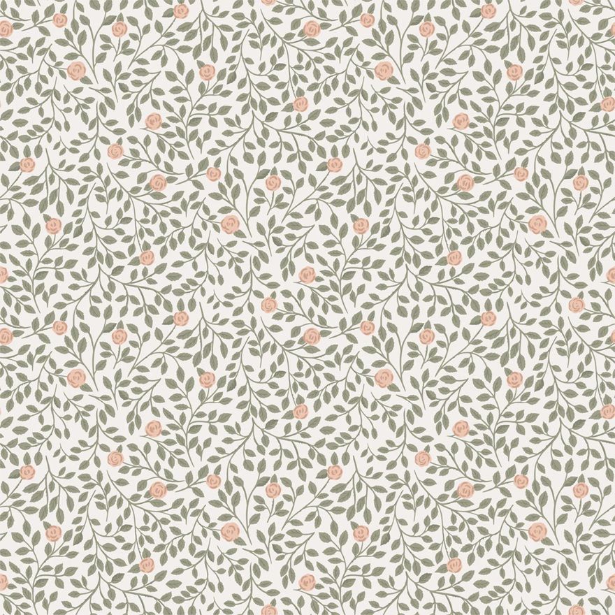 Summer Gray behang bladeren voor de meisjeskamer climbing rose light green lichtgroen