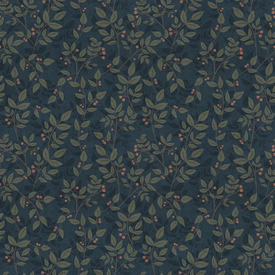 Summer Gray Dagma behang voor de kinderkamer bladeren donkerblauw babykamer