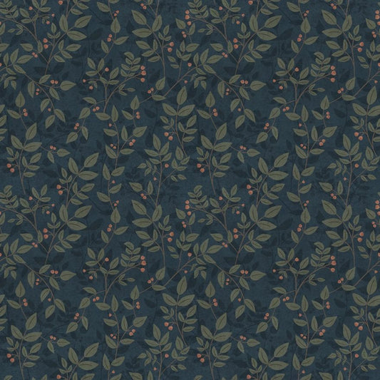 Summer Gray Dagma behang voor de kinderkamer bladeren donkerblauw babykamer