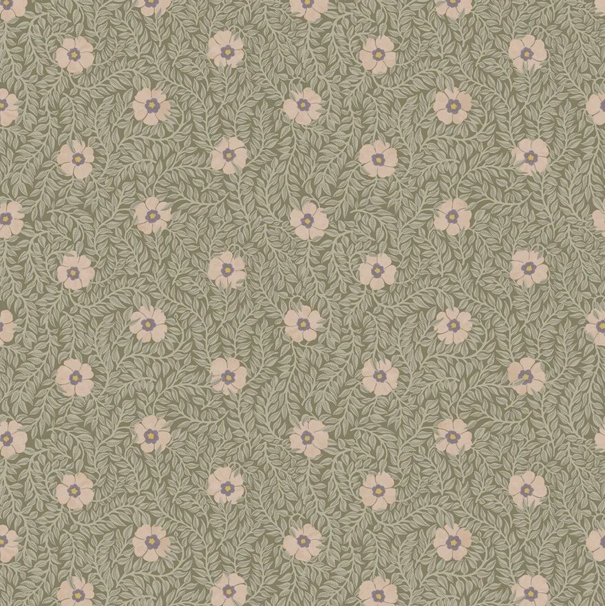 Summer Gray bloemen behang voor de kinderkamer zacht lila Kicki soft lilac