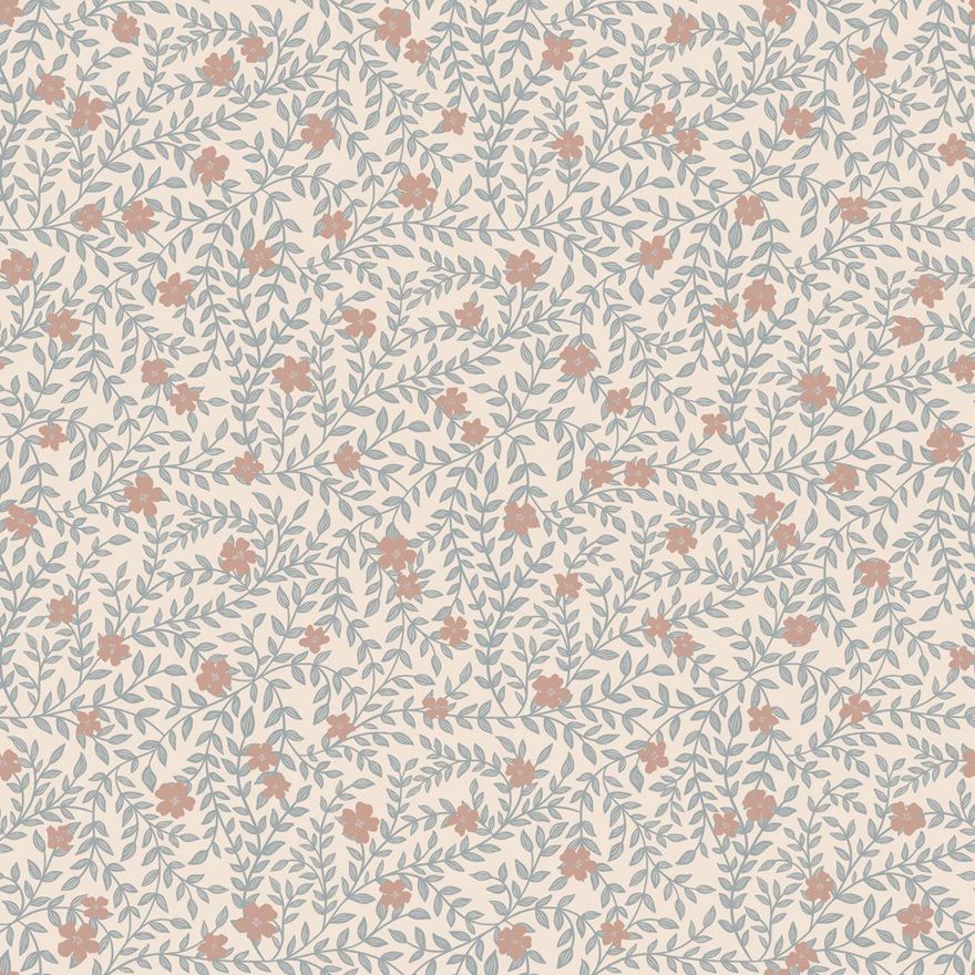 Lief Summer Gray bloemenbehang kinderkamer babykamer blue blauw roze