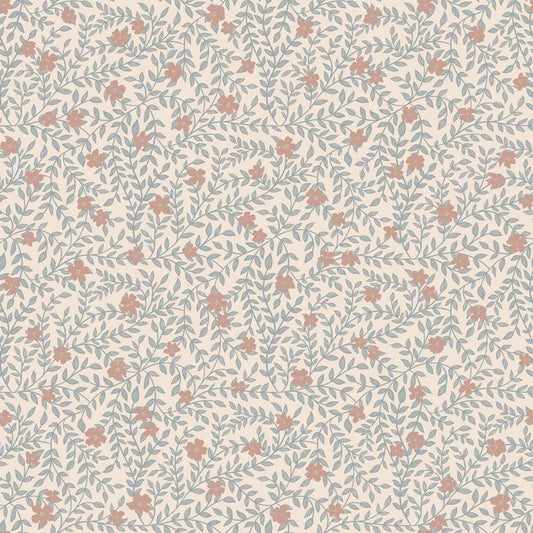 Lief Summer Gray bloemenbehang kinderkamer babykamer blue blauw roze