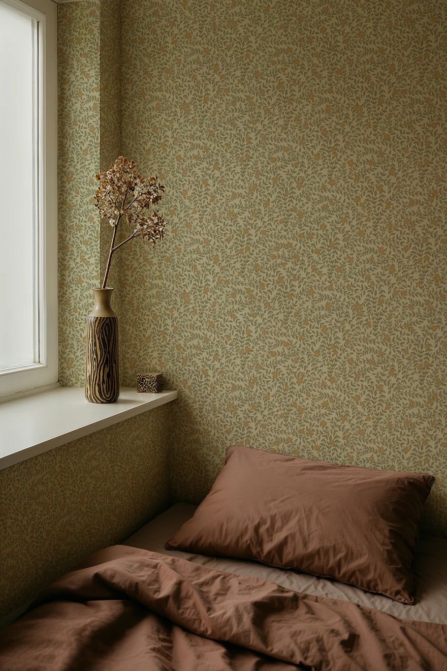 Lief Summer Gray bloemenbehang kinderkamer babykamer summer oker geel