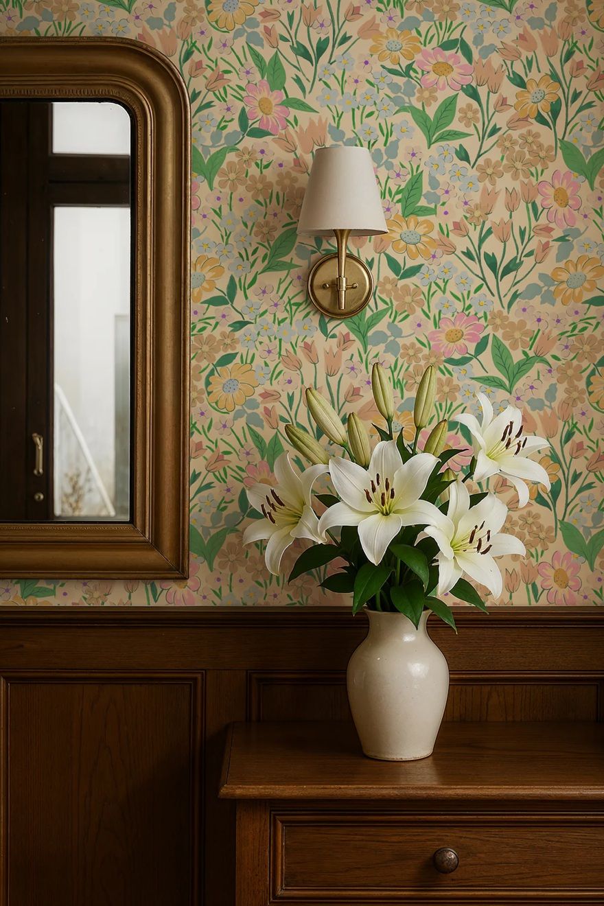 Summer Gray Lola Fern bloemenbehang voor meisjeskamer groen