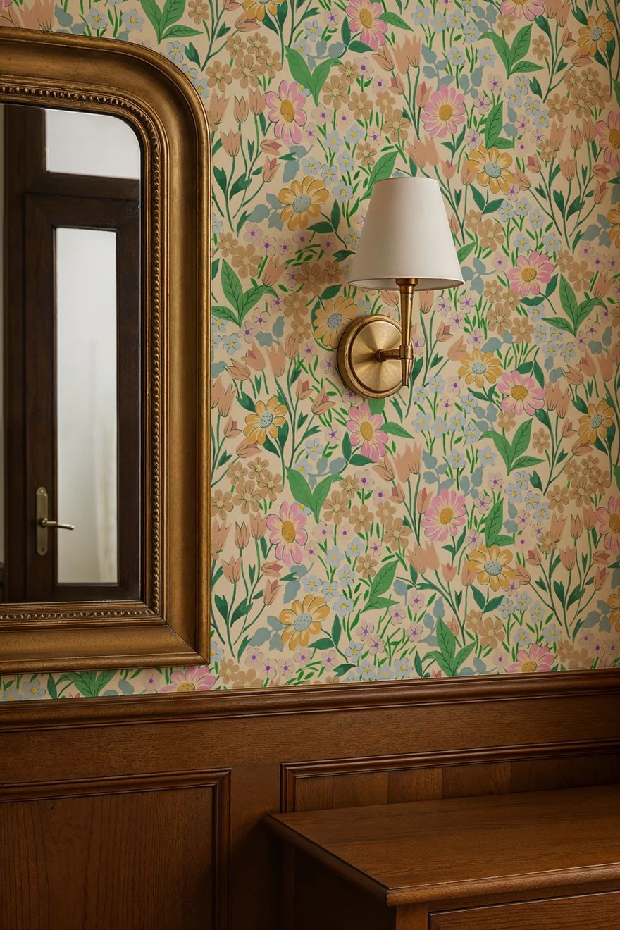 Summer Gray Lola Fern bloemenbehang voor meisjeskamer groen