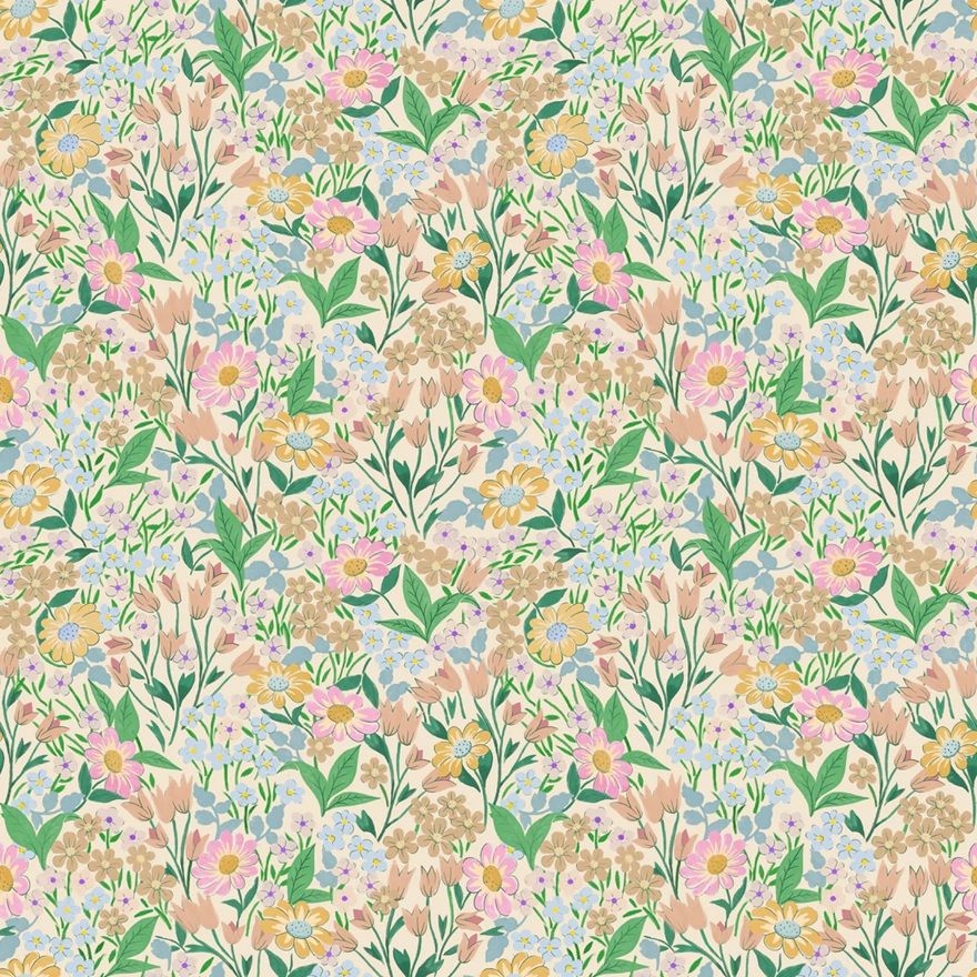 Summer Gray Lola petit bloemenbehang voor meisjeskamer fern groen