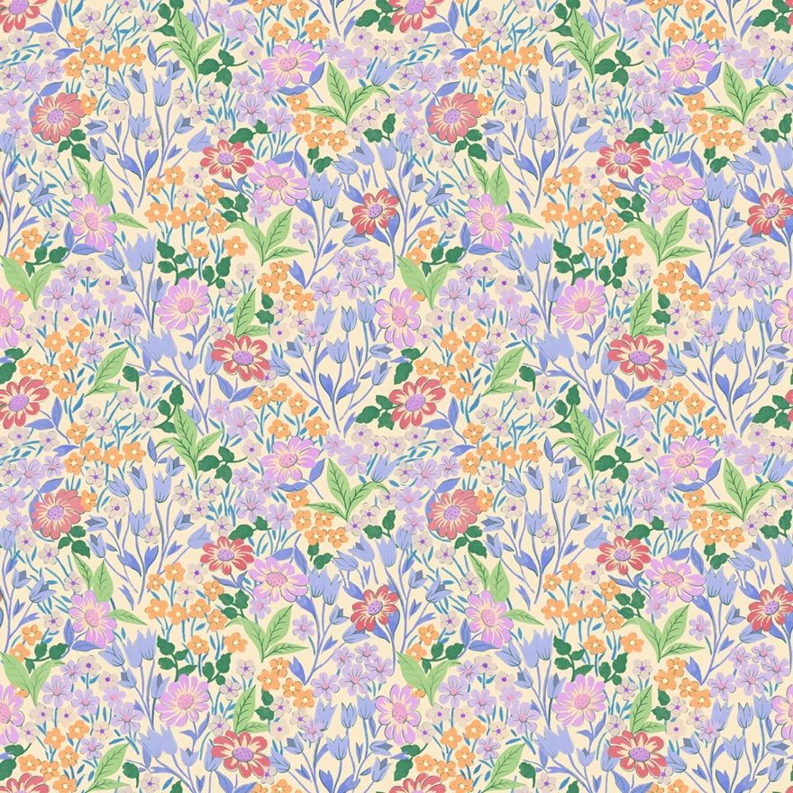 Summer Gray Lola petit bloemenbehang voor meisjeskamer lilac lila paars