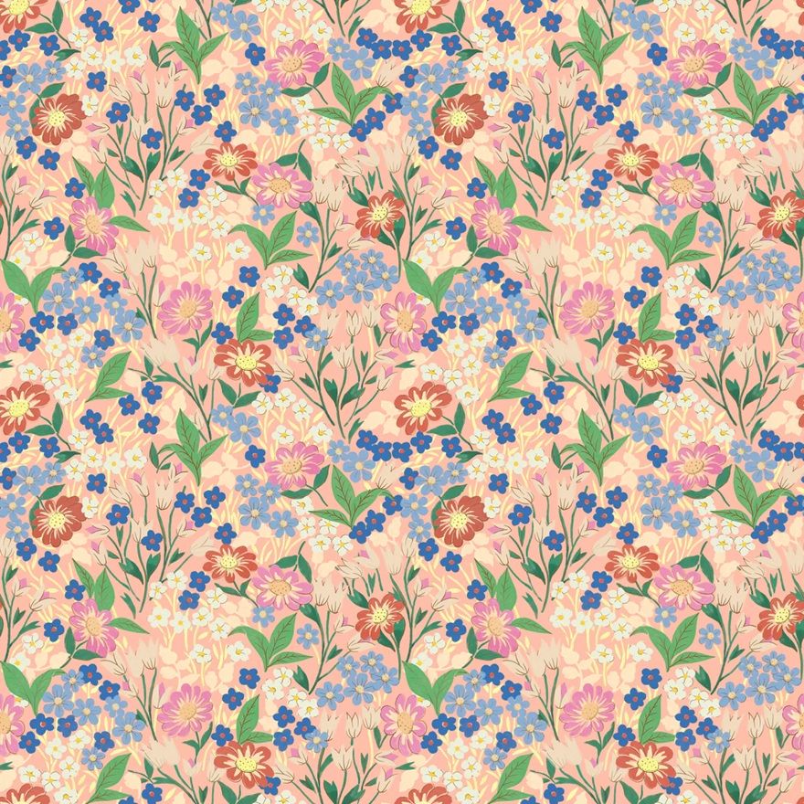 Summer Gray Lola petit bloemenbehang voor meisjeskamer peach perzik roze