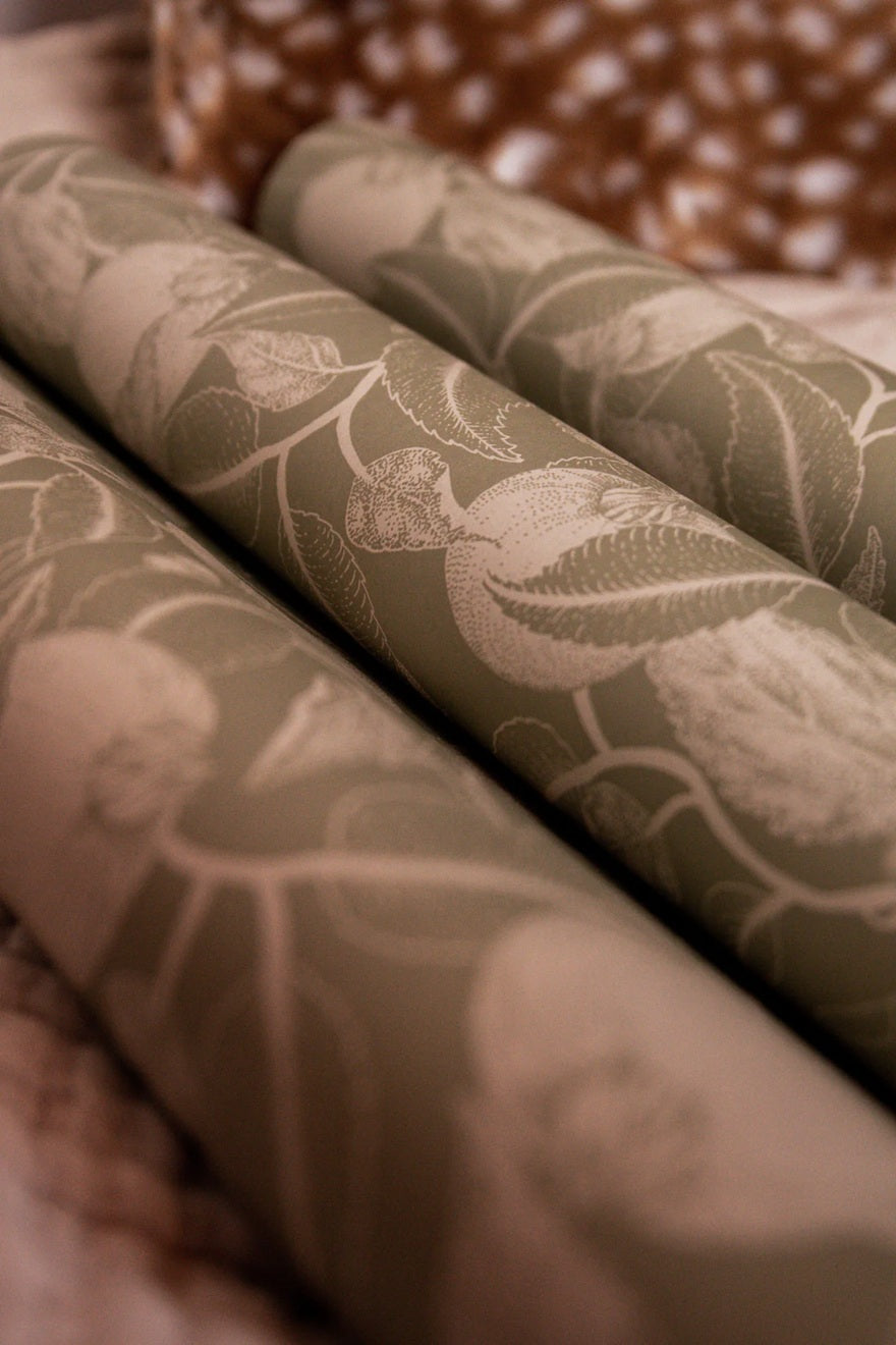 Summer Gray pomegranate granaatappel behang voor de kinderkamer en babykamer Apple Green lichtgroen