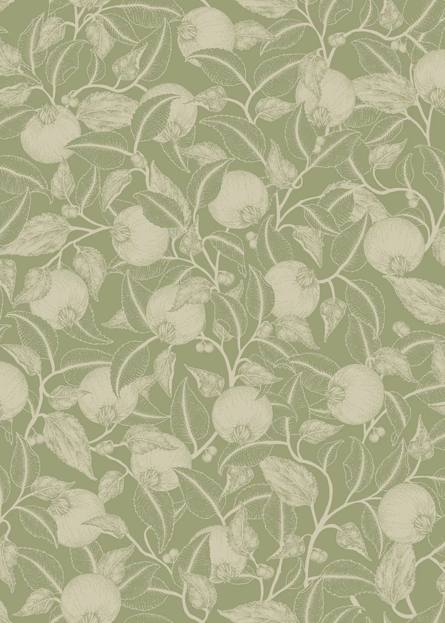Summer Gray pomegranate granaatappel behang voor de kinderkamer en babykamer Apple Green lichtgroen